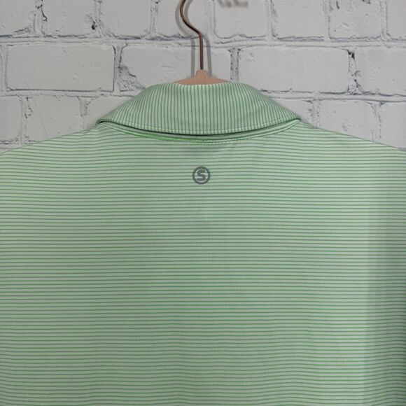 Taylor Stitch Polo Shirt Men Small Green Striped Performance Stretch Preppy Golf - Picture 7 of 11